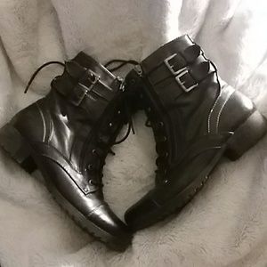 Black Leather Lace Up Boots 8.5